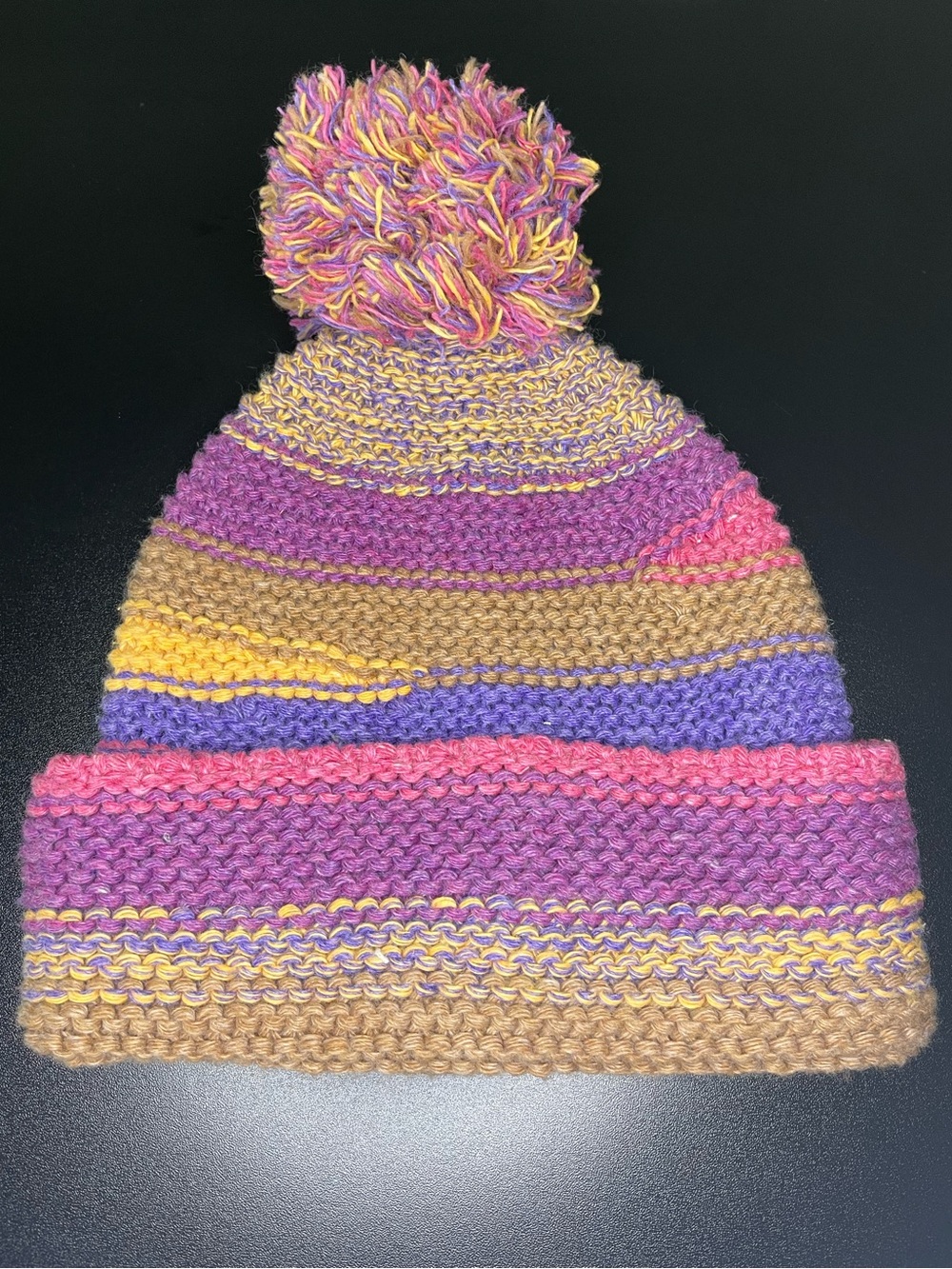 Wild Fable Multicolor Striped Knit Pom Pom Beanie Hat